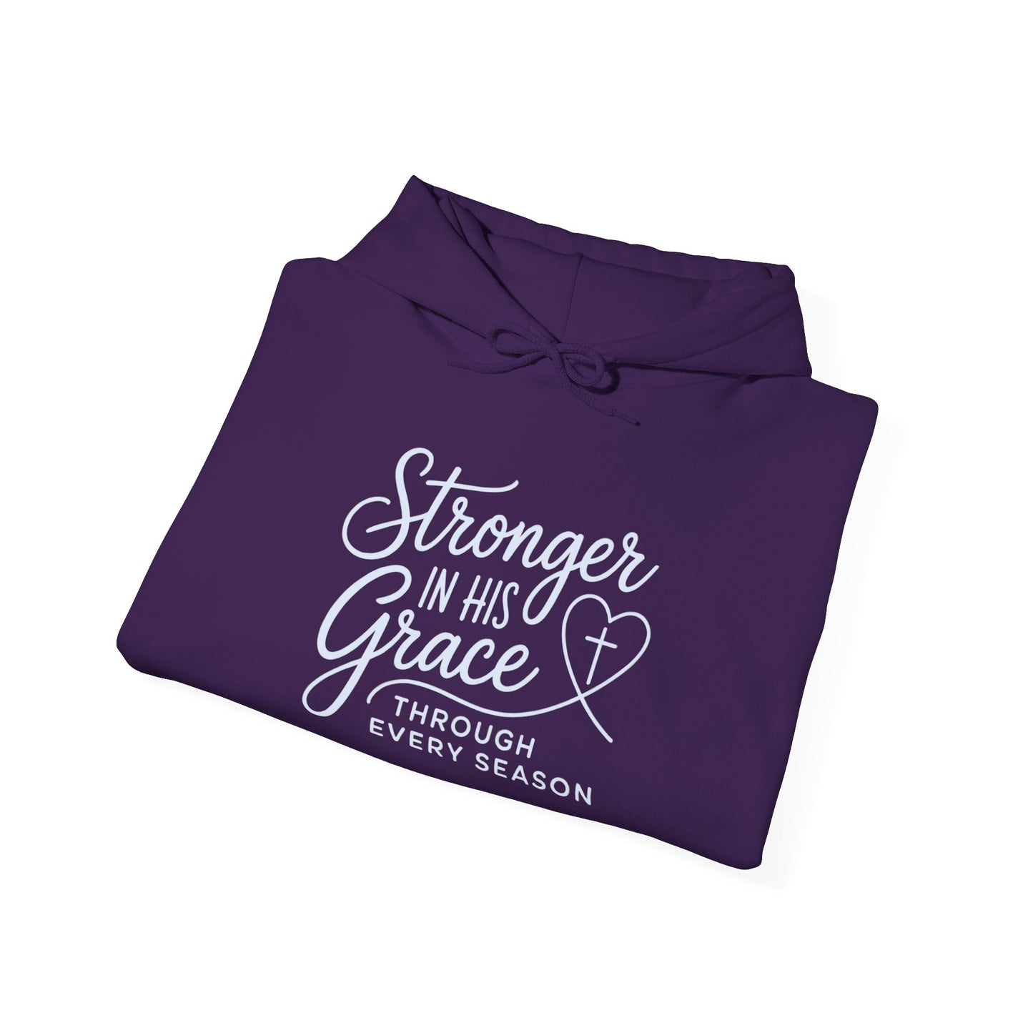 Stronger in His Grace Hoodie — Inspirational Christian Faith Sweatshirt