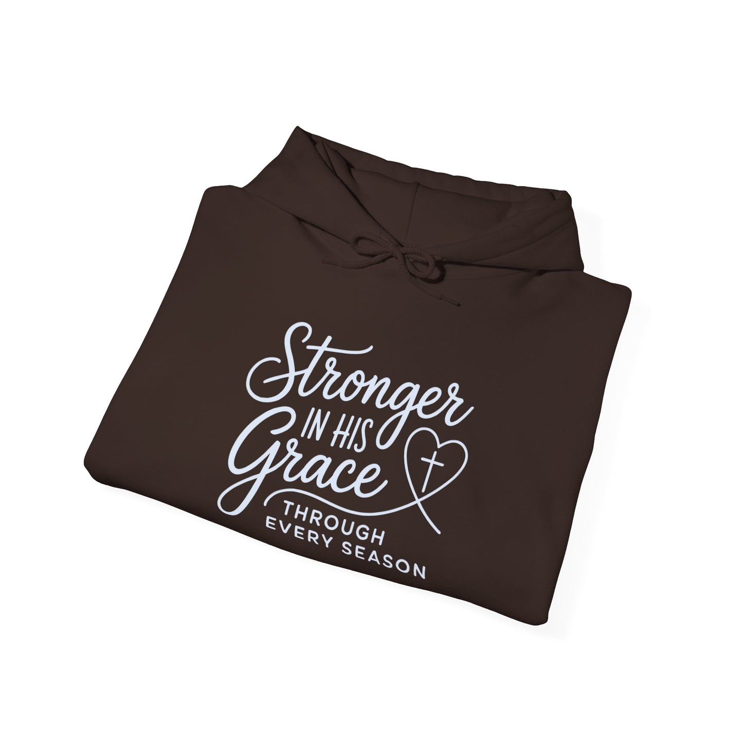Stronger in His Grace Hoodie — Inspirational Christian Faith Sweatshirt