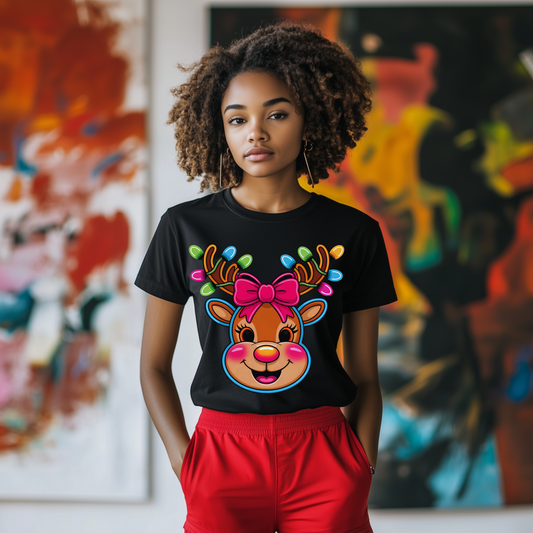 Christmas Jingle Glow Reindeer T-Shirt
