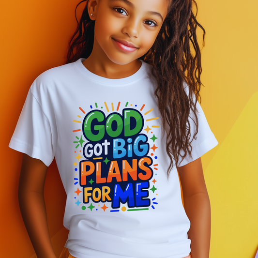 Kids Tee - 'God got big plans for me' Inspirational Christian Shirt
