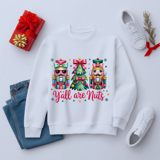 Sweatshirt - 'Y'all Are Nuts' Funny Unisex Crewneck Sweatshirt