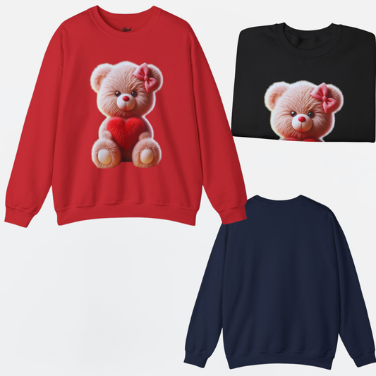 Fuzzy Valentine Bear Sweatshirt — Cute Valentine’s Day Pullover