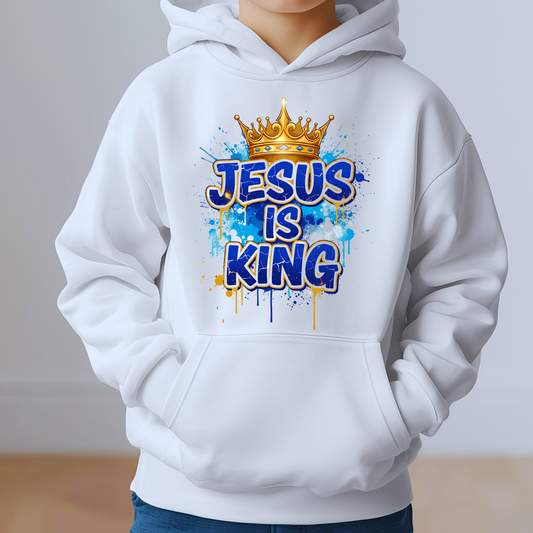 Jesus Is King Youth Hoodie — Christian Faith Kids Sweatshirt