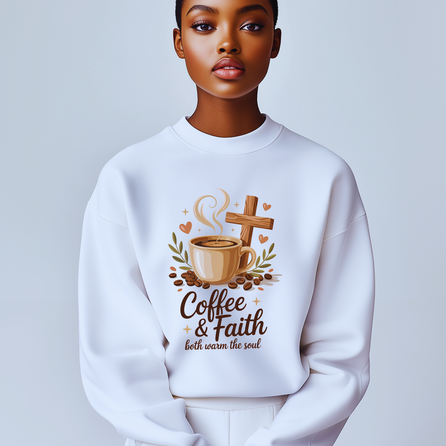 Coffee & Faith Christian Crewneck Sweatshirt