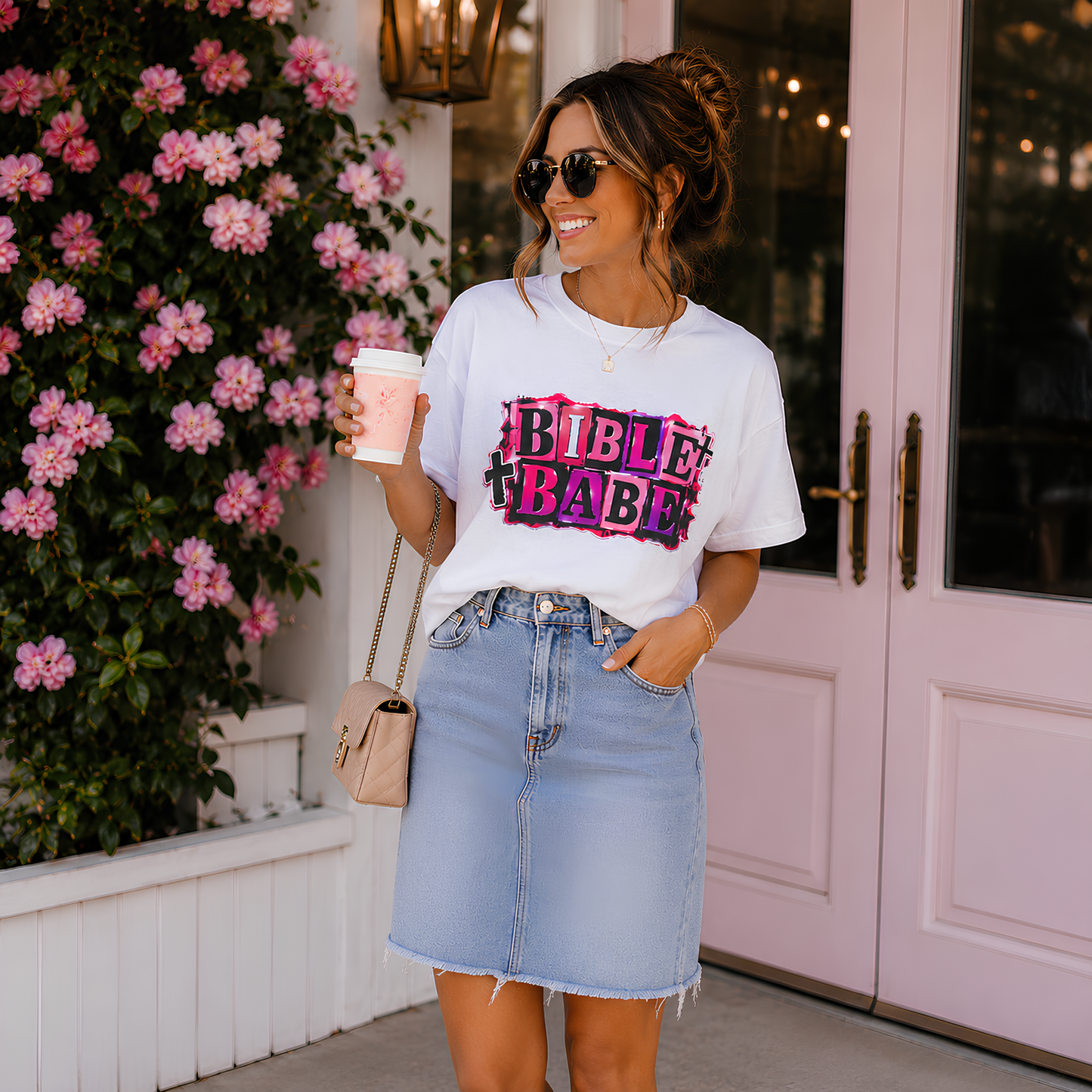 Bible Babe Tee — Pink Graphic Christian Faith T‑Shirt
