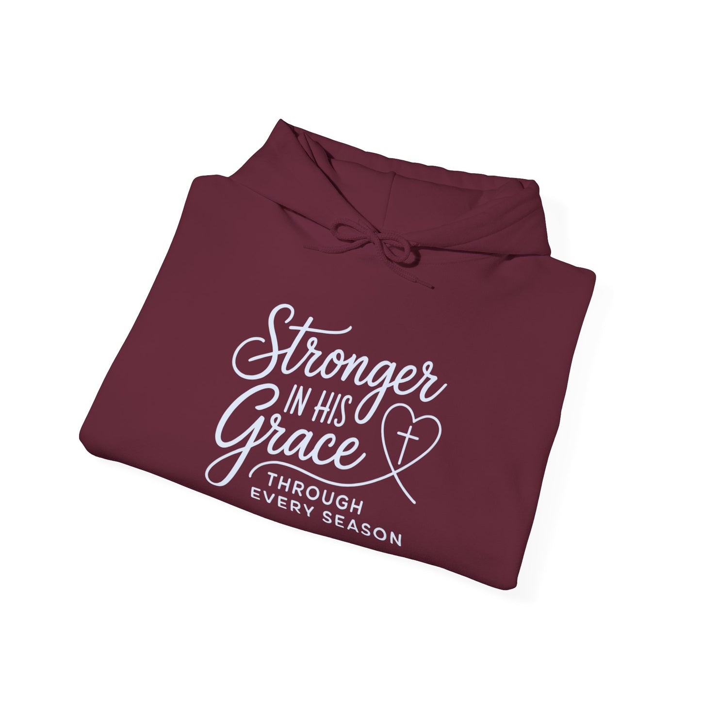 Stronger in His Grace Hoodie — Inspirational Christian Faith Sweatshirt
