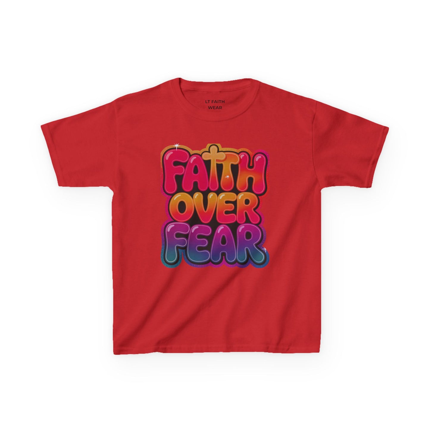 Kids Tee — "Faith Over Fear" Christian Graphic T-Shirt