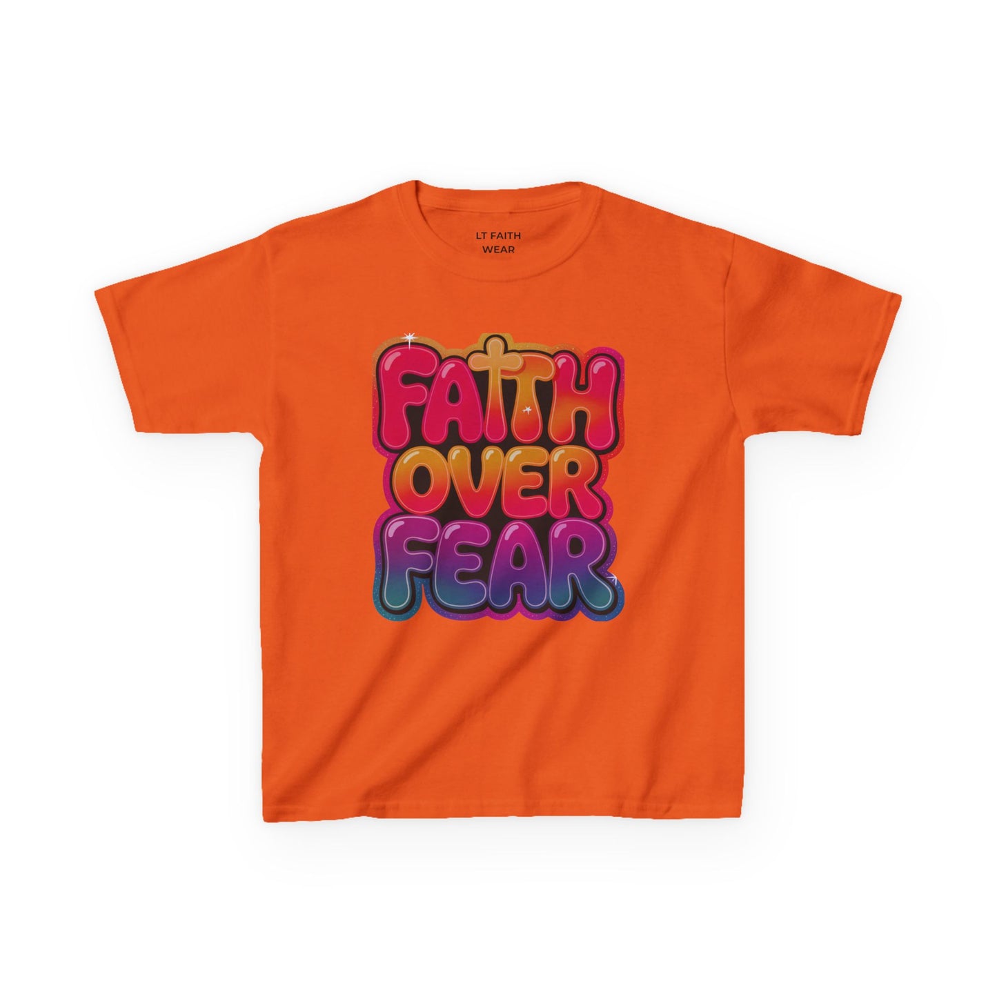 Kids Tee — "Faith Over Fear" Christian Graphic T-Shirt