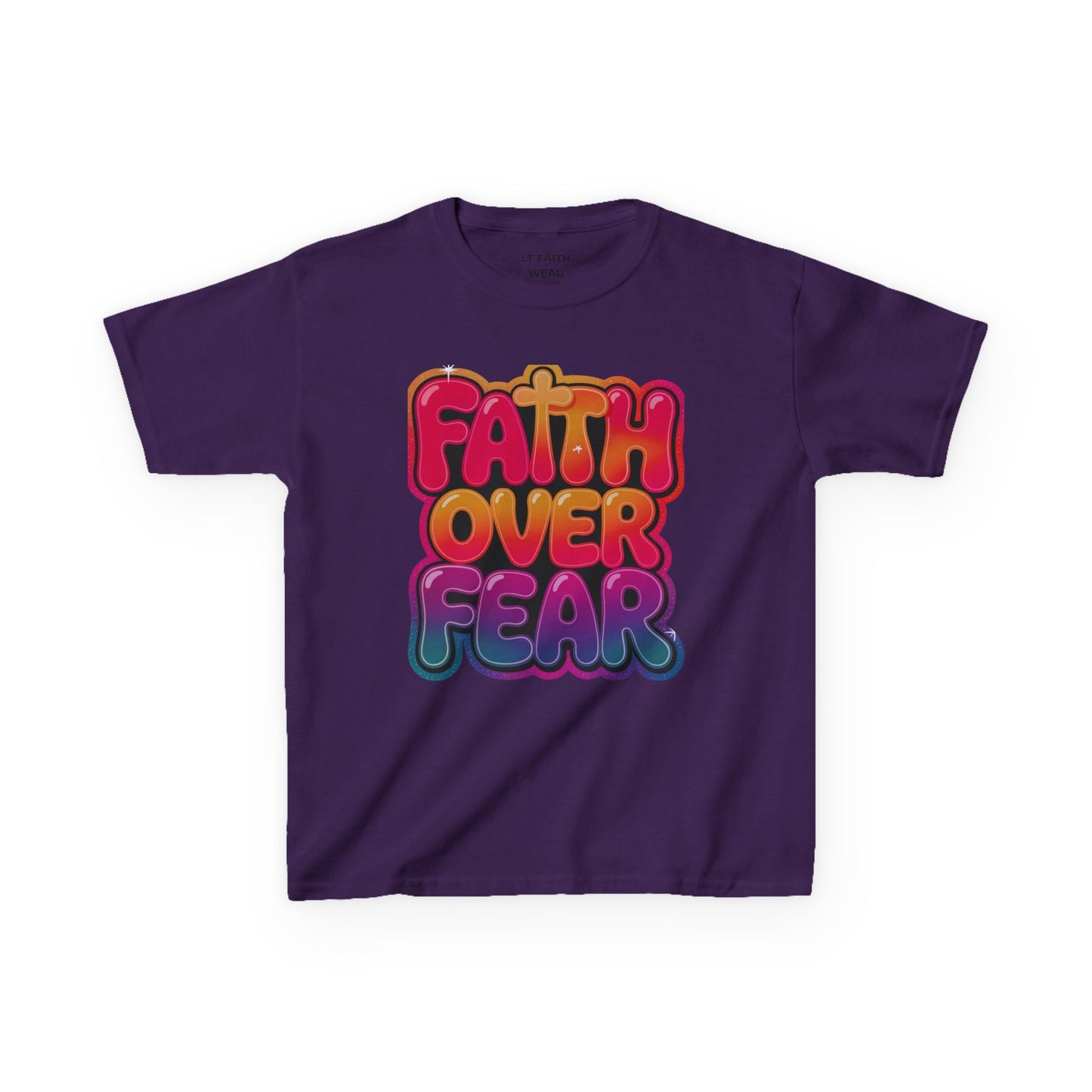 Kids Tee — "Faith Over Fear" Christian Graphic T-Shirt