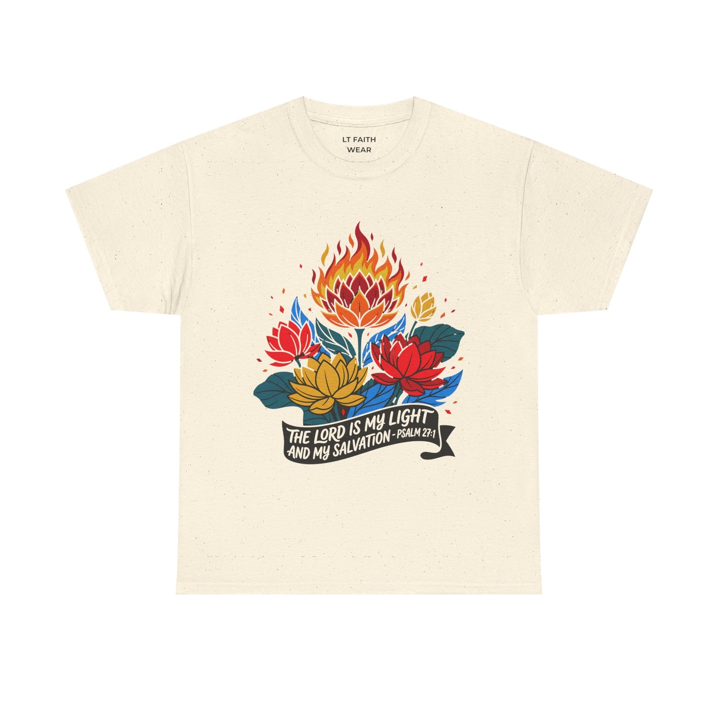 Christian T-Shirt — "The Lord Is My Light and My Salvation" Floral Flame Tee