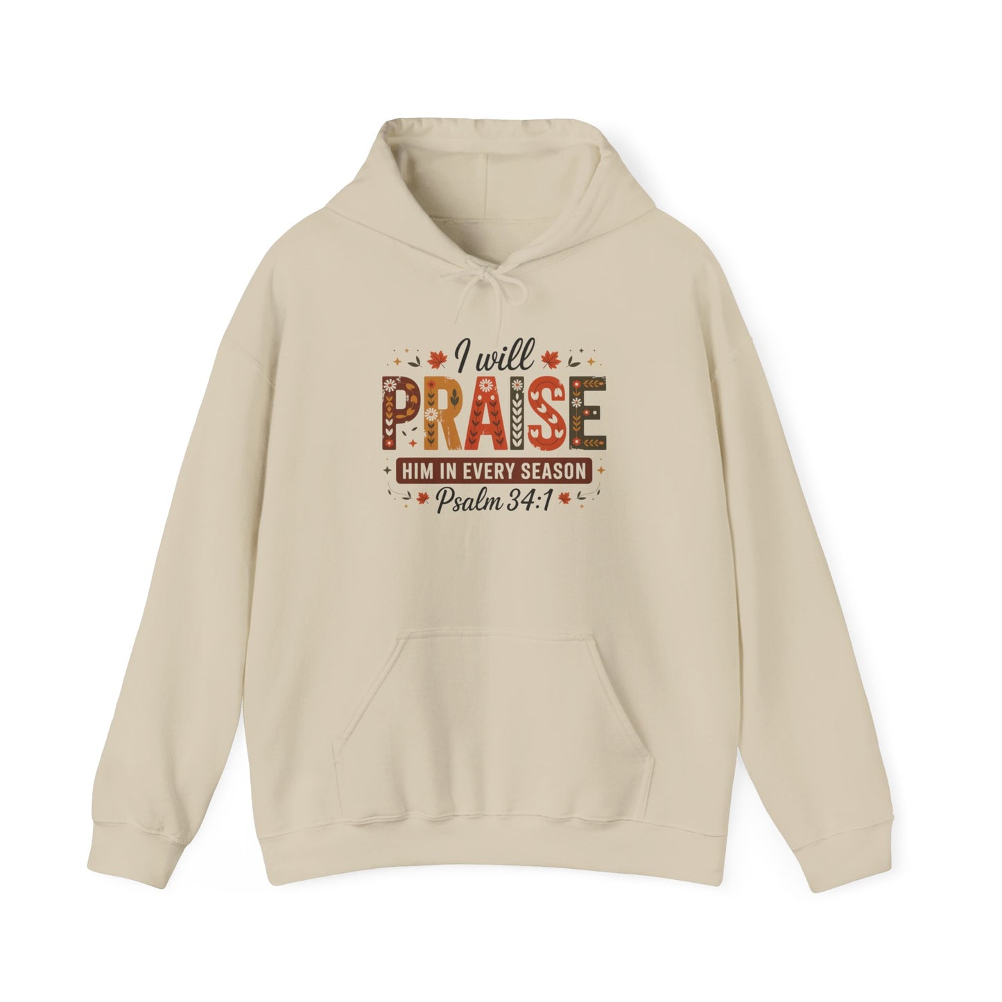 Hooded Sweatshirt with 'I WILL PRAISE' Design